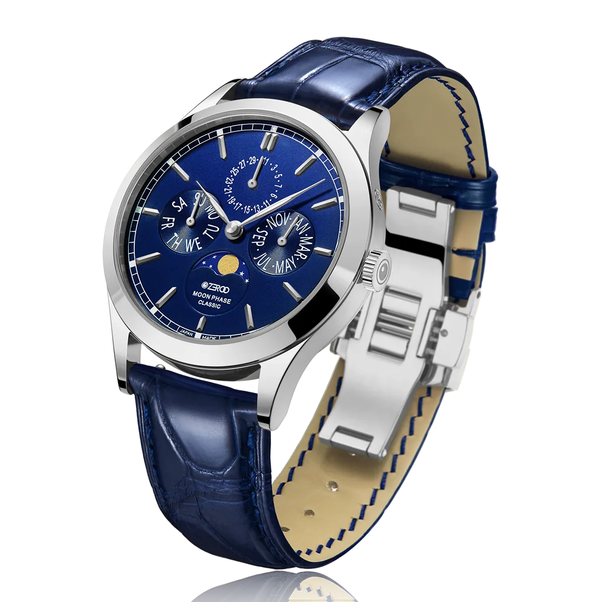 ZEROO C1 CLASSIC MOON PHASEQUARTZ WATCH FOR GENTS - ZC001SBL