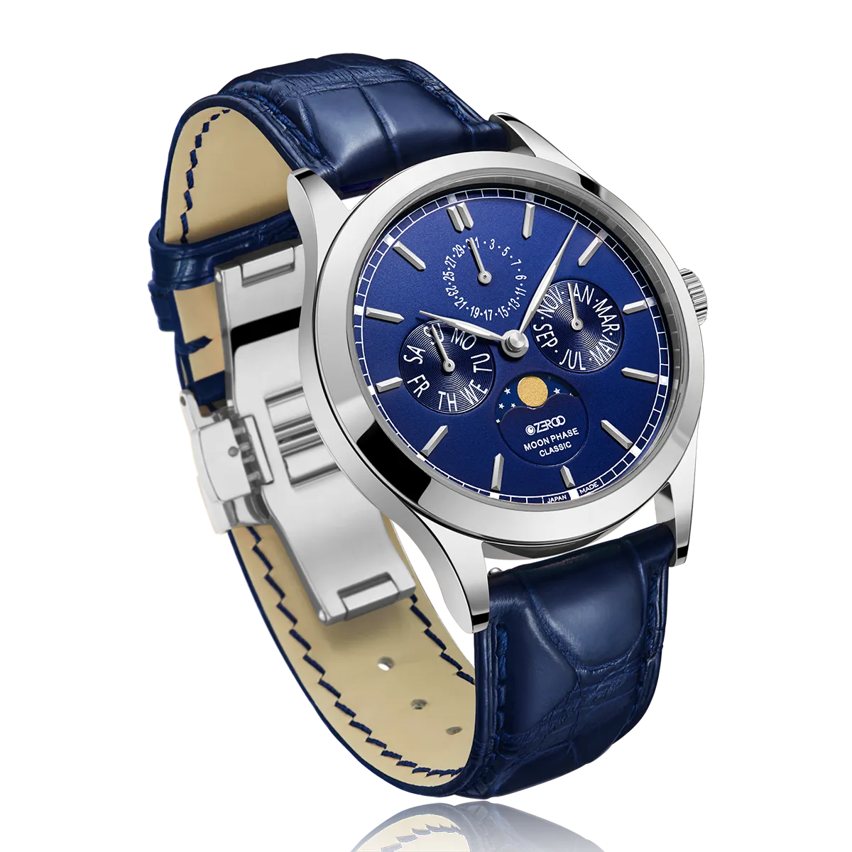 ZEROO C1 CLASSIC MOON PHASEQUARTZ WATCH FOR GENTS - ZC001SBL